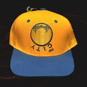 Men's Mitchell & Ness Royal/Gold Golden State Warriors Upside Down Snapback Hat